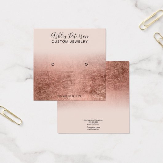 Draagscherm met blush roos gold folie vierkante visitekaartjes (Kantoor)