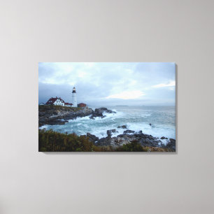 Draagse vuurtoren op zonsopgang canvas afdruk