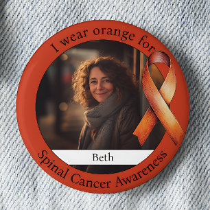 Draagt Oranje voor foto voor wervelkolomkankerbewu Ronde Button 5,7 Cm