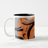 Draagtas met zwarte afbeelding tweekleurige koffiemok (Links)