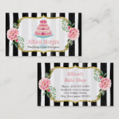 Draagtasontwerp Gold Pink Floral Striped Visitekaartje (Voorkant / Achterkant)