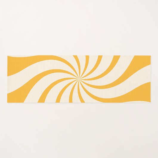 Draai Abstract Patroon in geel en amandelcrème Yogamat (Voorkant (horizontaal))