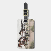 Draai als de wind - galopende verfpaarden bagagelabel (Voorkant verticaal)