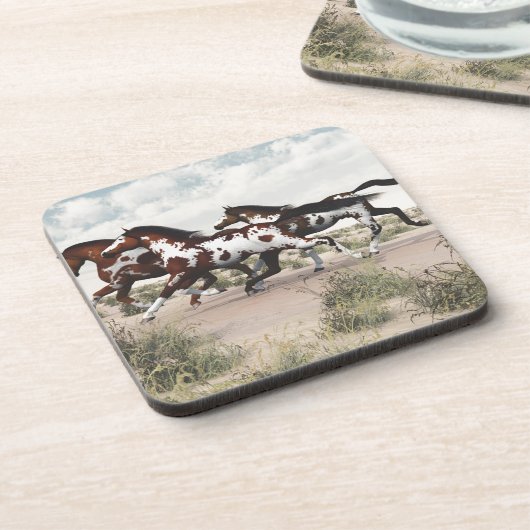 Draai als de wind - galopende verfpaarden drankjes onderzetter (Linkerzijde)