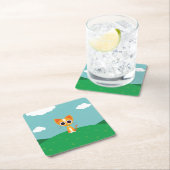 Draai de kat vierkante kartonnen onderzetter (Insitu)