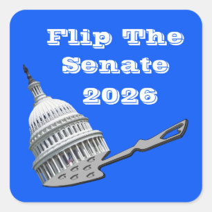 Draai de Senaatsverkiezing Blauwe 2026 Vierkante Sticker