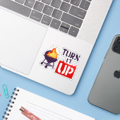 Draai het omhoog sticker (Laptop met iPhone)