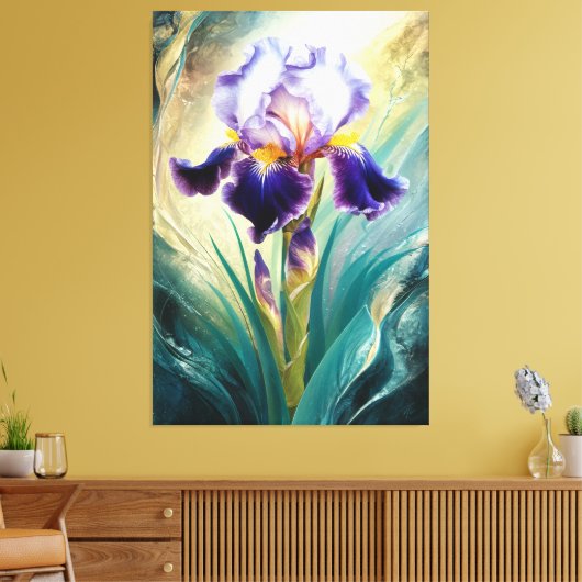 *~* Draai Iris Bloem Artsy Iris Schilderij AP84 Canvas Afdruk (Insitu (Woonkamer))