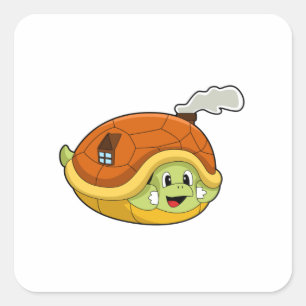 Draai met Shell als huis Vierkante Sticker