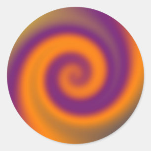 draai oranje paars ronde sticker