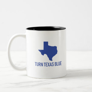 Draai Texas Blue - Stemming-democraat in Texas Tweekleurige Koffiemok