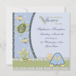 Draaien in blauw en groene Baby shower Kaart