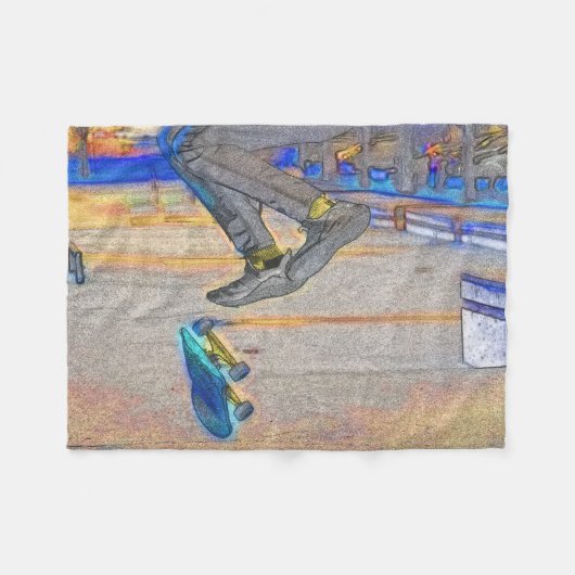 Draaien van het Deck - Skateboard Trick Fleece Deken (Voorkant (Horizontaal))