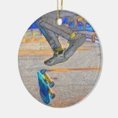 Draaien van het Deck - Skateboard Trick Keramisch Ornament (Links)