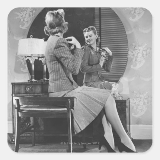 draaien vierkante sticker (Voorkant)