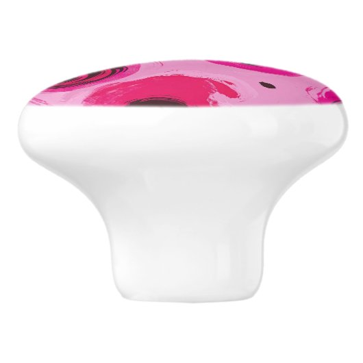 Draaiend roze en rood design keramische knop (Zijkant)