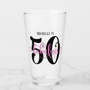 Draaiende 50 & Fabulous Verjaardag met Naam, Heet Glas