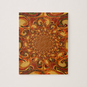 Draaiende abstracte oranje, bruine en groene tinte legpuzzel