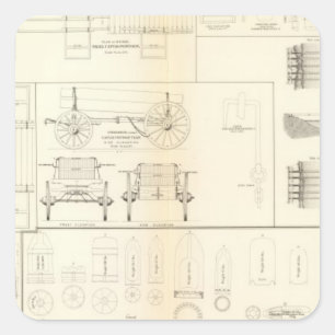 Draaiende boten, bruggen, wagens, projectielen vierkante sticker