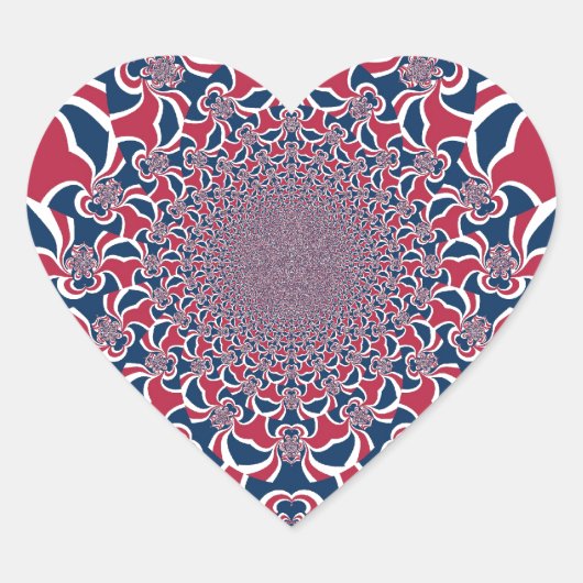Draaiende Kaleidoscoop Art Print Hart Sticker (Voorkant)