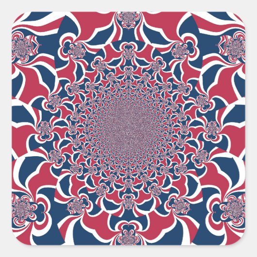 Draaiende Kaleidoscoop Art Print Vierkante Sticker (Voorkant)