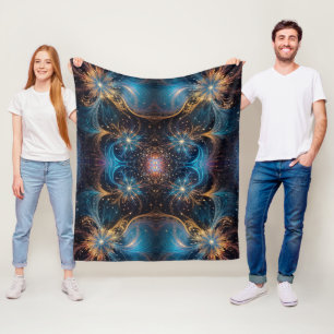 Draaiende mandelbrot motieven fleece deken