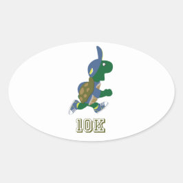 Draaiende schildpad 10K - blauw Ovale Sticker
