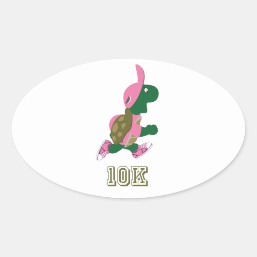 Draaiende schildpad 10K - Roze Ovale Sticker (Voorkant)