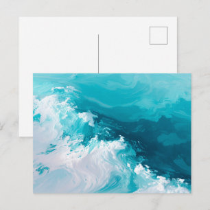 Draaikolk Turquoise Golven Abstracte Oceaangolfkun Briefkaart