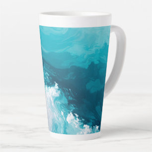 Draaikolk Turquoise Golven Abstracte Oceaangolfkun Latte Mok