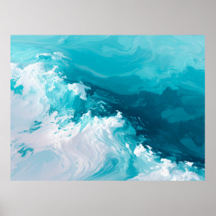 Draaikolk Turquoise Golven Abstracte Oceaangolfkun Poster
