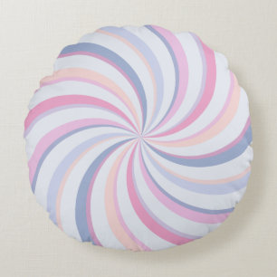 Draaikolken Roze Blauw Perzik Rond Kussen