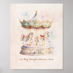 Draaimolen kinderkamer kunst Whimsical Merry Go Ro Poster