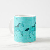 Draaimolenpaard - Turquoise en Aqua Koffiemok (Voorkant links)