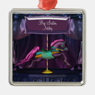Draaimolenpony grote zus Kerstornament Metalen Ornament