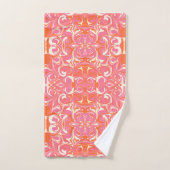 Draaipatroon in roze, Sinaasappel en crème Bad Handdoek (Handdoek)