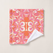 Draaipatroon in roze, Sinaasappel en crème Bad Handdoek (Wasdoekje)
