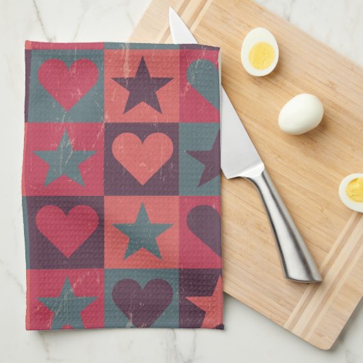 Draait en sterren roze theedoek (Quarter Fold)