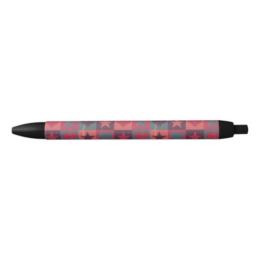 Draait en sterren roze zwarte inkt pen (Voorkant)