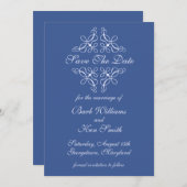 Draait in Blauw sparen de Datum Save The Date (Voorkant / Achterkant)