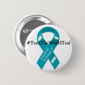 #DraaiTheWorldTeal-knop Ronde Button 5,7 Cm (Voorkant /achterkant)