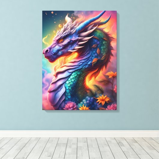 Draak 45,7 cm x 61 cm canvas afdruk (Insitu (Houten vloer))