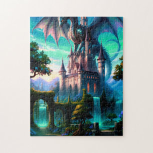 Draak die kasteel beschermt legpuzzel