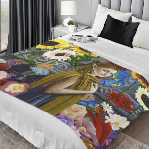 Draak Elf Meisje Betoverde Bloementuin Fantasie Fleece Deken