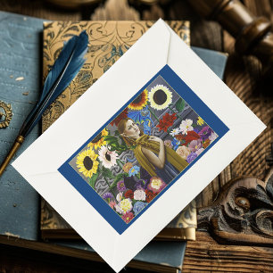 Draak Elf Meisje Betoverde Bloementuin Fantasie Rechthoekige Sticker