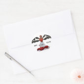 Draak en aardbei ronde sticker (Envelop)