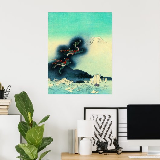 Draak en berg Fuji 1910 Poster (Thuiskantoor)