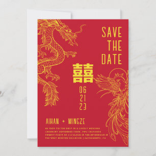 Draak en Fenghuang Save the Date Kaart