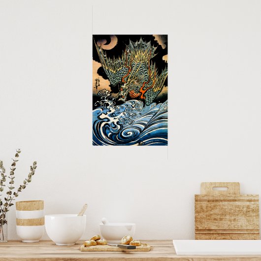 Draak en golven I Poster (Keuken)