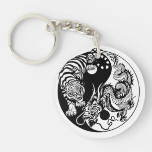 draak en tijger yin yang symbool sleutelhanger